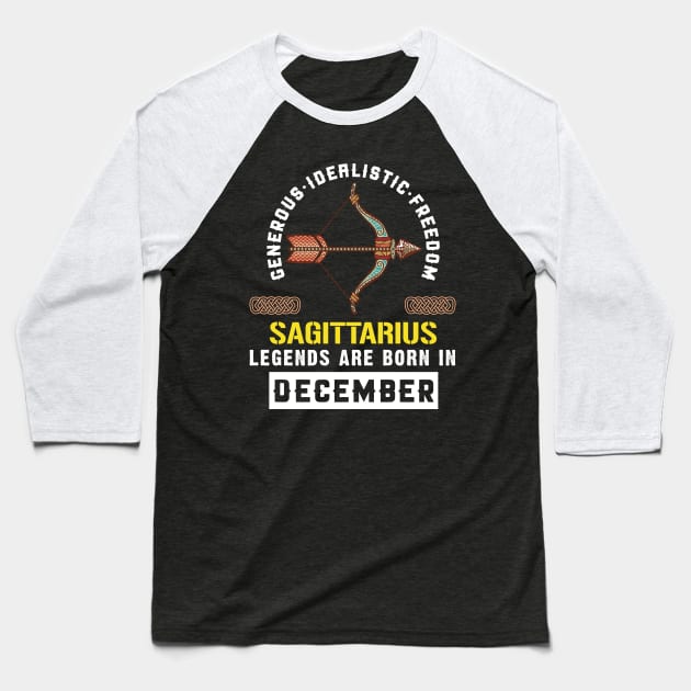 Zodiac Sagittarius: Born In December Baseball T-Shirt by POD Anytime